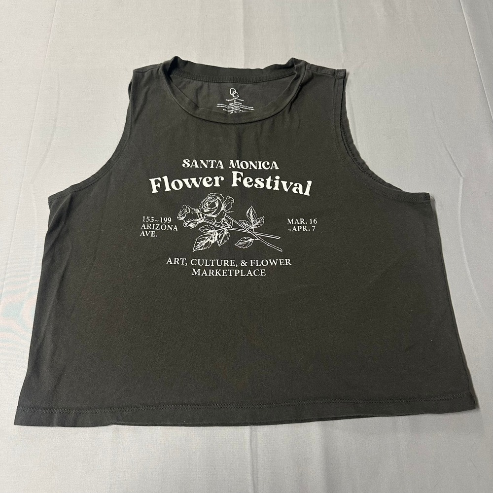 Organic Generation Santa Monica Flower Festival Muscle Tank Black Cotton M
